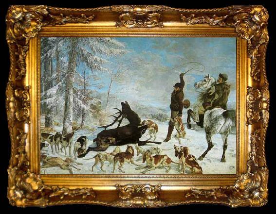 framed  Gustave Courbet The kill of deer, ta009-2